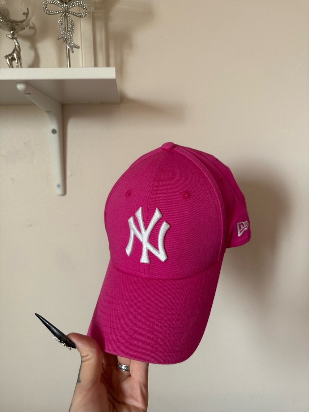 Hot Pink Yankees Cap with White Logo